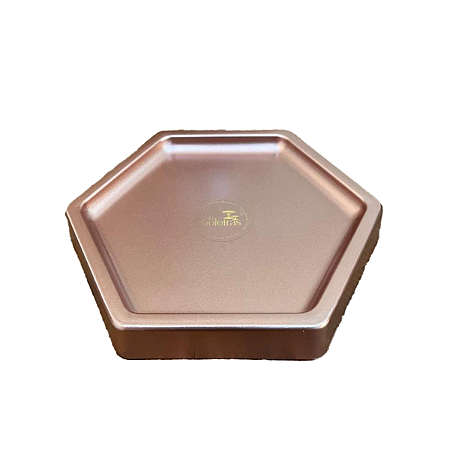 Bandeja Mosaico Sextavada Grande Rose Gold Decorativa Festa