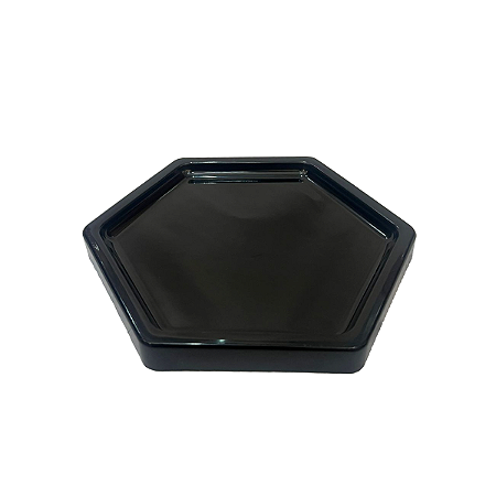 Bandeja Mosaico Sextavada Grande Preto Decorativa Para Festa