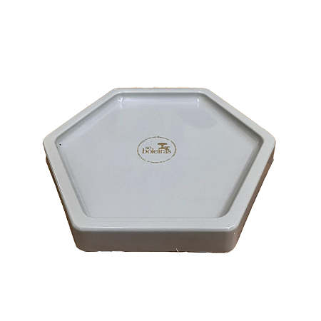 Bandeja Mosaico Sextavada Grande Cinza Decorativa Festa