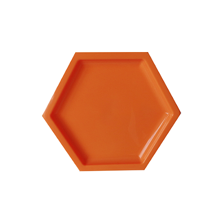 Bandeja Mosaico Sextavada Pequena Neon Laranja Decorativa