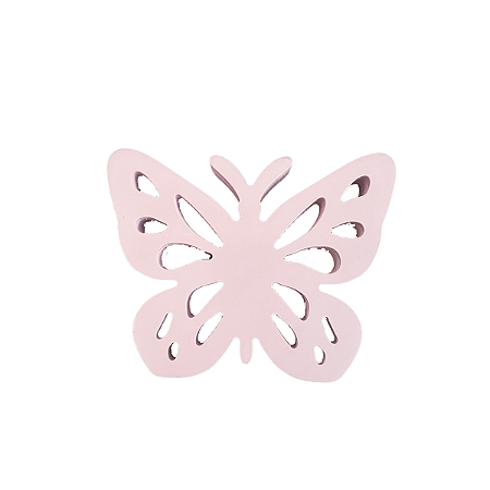 BORBOLETA FRICOTE MDF PEQUENA ROSA BEBE