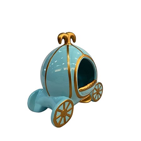 CARRUAGEM CERAMICA DOURADA COM AZUL