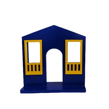 Casa Da Vila Na Base Festa Junina Pequena Azul Com Amarelo