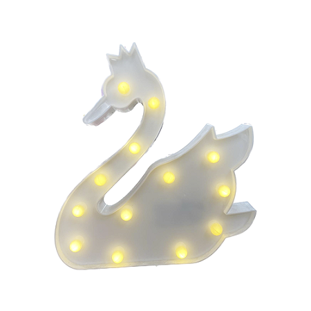 Cisne Branco Led Luz Amarela Decorativo Enfeite 26CM