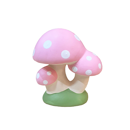 COGUMELO TRIPLO CERÂMICA ROSA BEBE