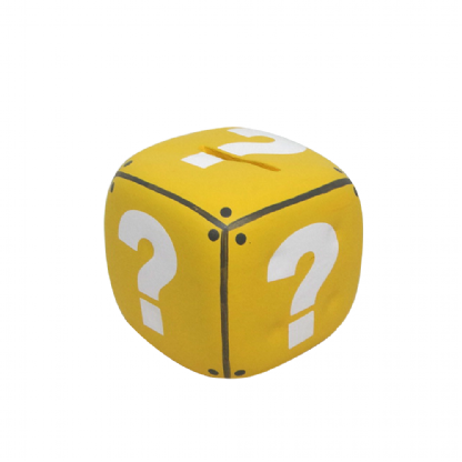 Cubo Amarelo Interrogação Cerâmica Decorativo Festa Games