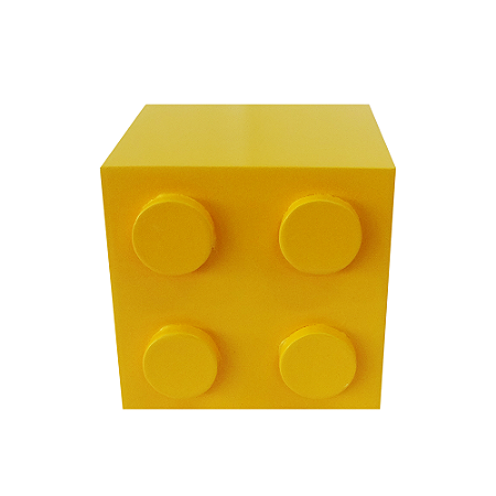 Cubo Pecinha De Montar MDF Quadrado Amarelo Decorar Festa