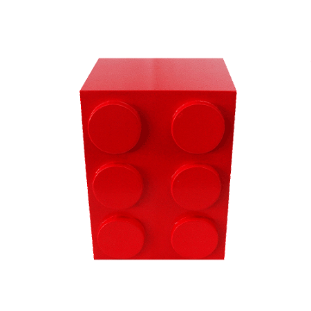 Cubo Pecinha De Montar MDF Retangular Vermelho Decorar Festa