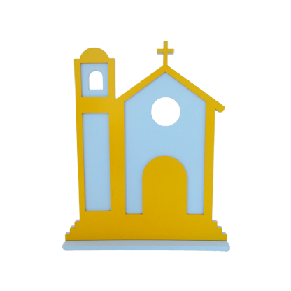 IGREJA NA BASE FESTA JUNINA AZUL E AMARELO