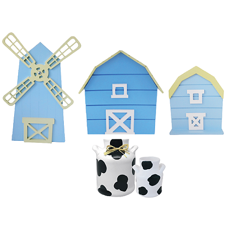 Kit Fazendinha Azul Candy Decorativo Mesa Festa Tema Roça