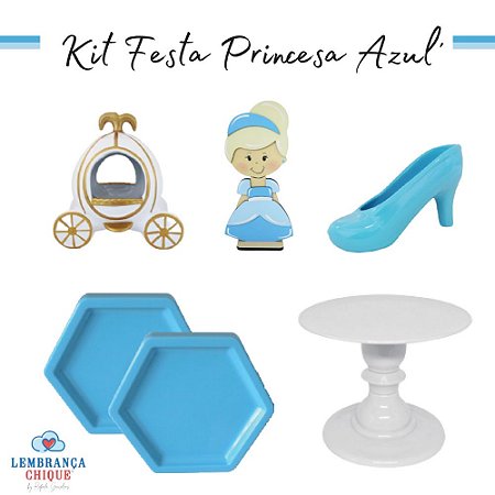 Kit Festa Princesa Azul Enfeite Decoração Para Festas 5pçs