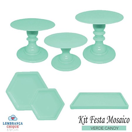 Kit Festa Mosaico Verde Candy Peças Decorativas Só Boleiras