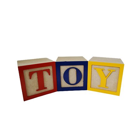 Trio Cubos Mdf Toy 10x10 Colorido Decorativo Festa Letras