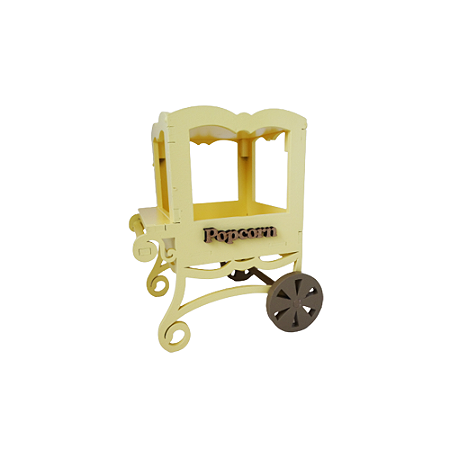 Mini Carrinho De Pipoca Amarelo Candy Decoração Circo MDF