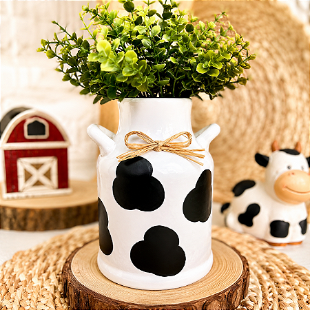 Leiteira Cerâmica Vaquinha Decorativa Cachepot Vaso Festa