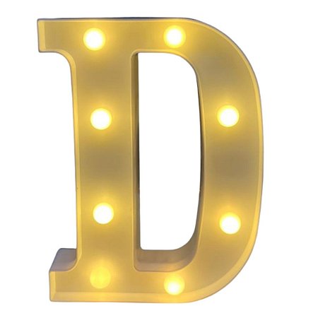LETRA LED D PLASTICO BRANCO 22CM