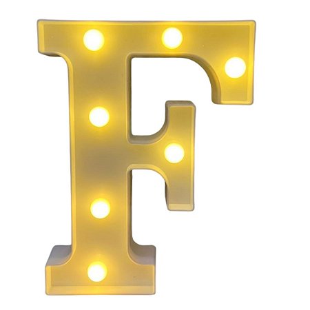 LETRA LED F PLASTICO BRANCO 22CM