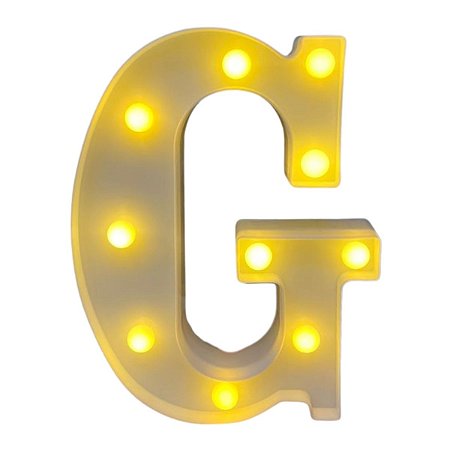 LETRA LED G PLASTICO BRANCO 22CM