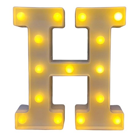 LETRA LED H PLASTICO BRANCO 22CM