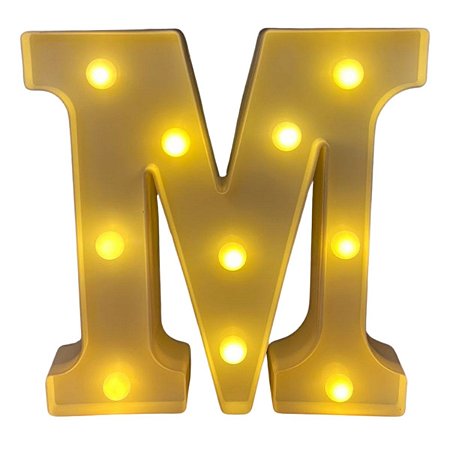 LETRA LED M PLASTICO BRANCO 22CM