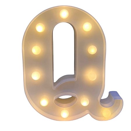 LETRA LED Q PLASTICO BRANCO 22CM