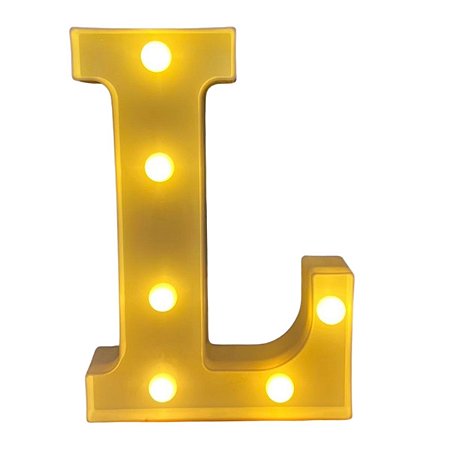 LETRA LED L PLASTICO BRANCO 22CM