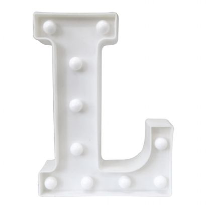 LETRA LED L PLASTICO BRANCO 22CM