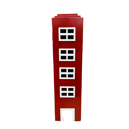 Prédio 4 Janelas Mod2 Vermelho Decorativo Festas MDF