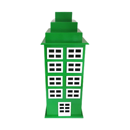 Prédio 8 Janelas Modelo 2 Decorativo Festas MDF Verde