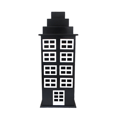 Prédio 8 Janelas Modelo 2 Decorativo Festas MDF Preto