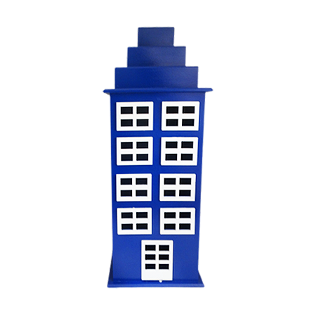 Prédio 8 Janelas Modelo 2 Decorativo Festas MDF Azul Royal