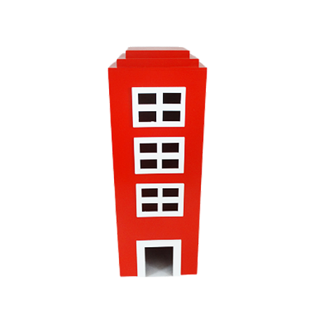 Prédio 3 Janelas Modelo 2 Decorativo Festas MDF Vermelho