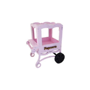 Mini Carrinho De Pipoca Rosa Bebê Rodas Preta Festa Circo MDF