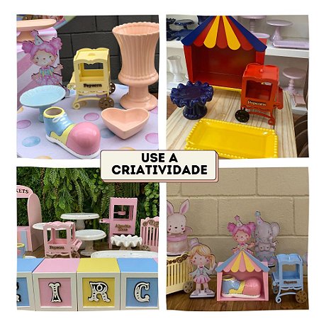 Mini Carrinho De Pipoca Vermelho Decoração Festa Circo MDF