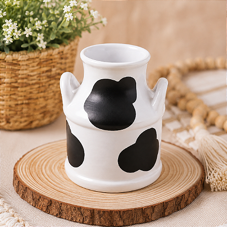 Mini Leiteira Cerâmica Vaquinha Decorativa Cachepot Vaso