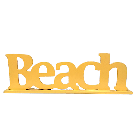 Palavra Beach Mdf Amarelo Decorativa Festa Praia
