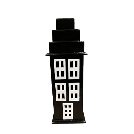Prédio G 4 Janelas Decorativo Festas MDF Preto e Branco