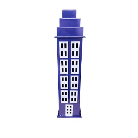 Prédio GG 8 Janelas Decorativo Festa MDF Enfeite Azul Royal