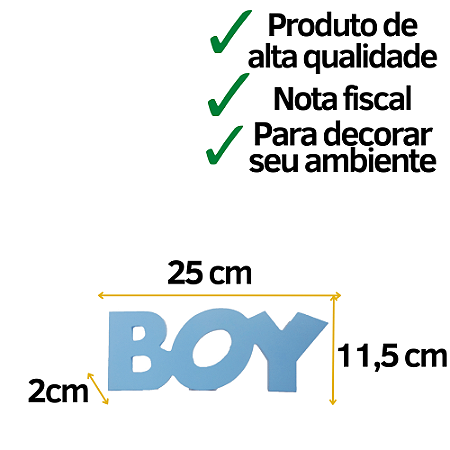 Display MDF Placa Decorativa Palavra Boy Azul Bebê Modelo 3