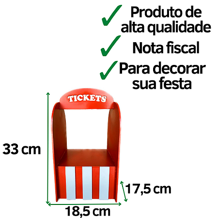 Tickets Vermelho Decoração De Festa Circo Bilheteria Mdf