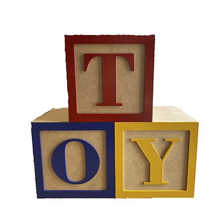 Trio Cubos Mdf Toy 15x15 Colorido Decorativo Festa Letras