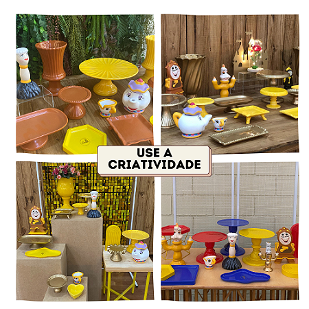 Xícara Branca E Amarela Decoração Princesas Festa Cerâmica