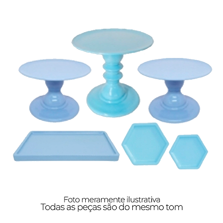 Kit Comemore Só Boleiras Azul Claro Candy 5 Pcs Decoração