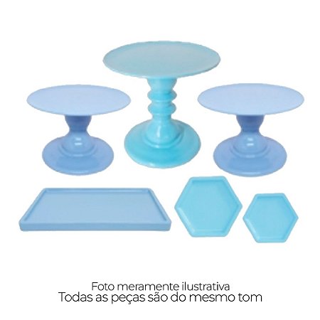 Kit Comemore Só Boleiras Azul Claro Candy 5 Pcs Decoração