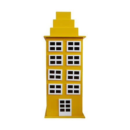Prédio 8 Janelas Modelo 2 Decorativo Festas MDF Amarelo