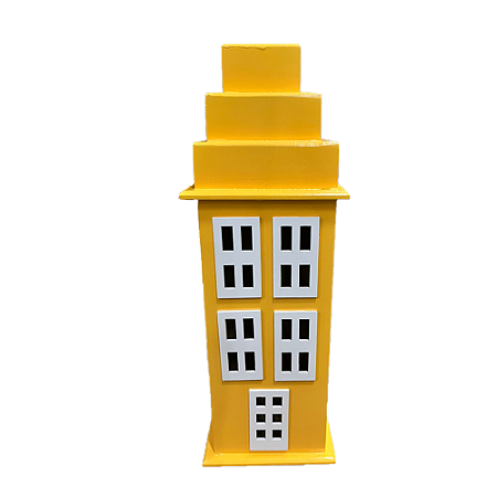 Prédio G 4 Janelas Decorativo Festas MDF Enfeite Amarelo