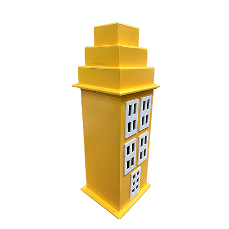 Prédio G 4 Janelas Decorativo Festas MDF Enfeite Amarelo