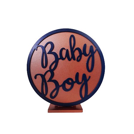 Display Baby Boy Decorar Chá Revelação MDF Azul M Rose Gold