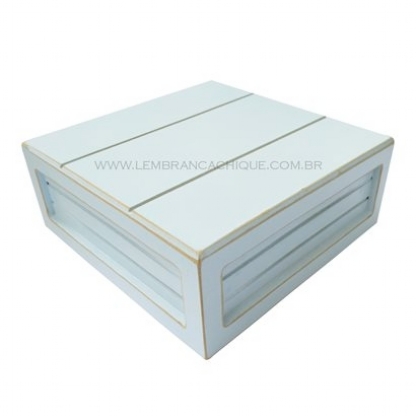 Caixote Mdf Canelado Vintage Azul Bebê Decorativo Festa