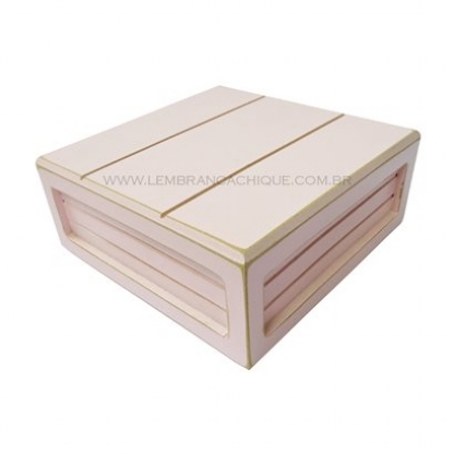 Caixote Mdf Canelado Vintage Rosa Bebê Decorativo Festa